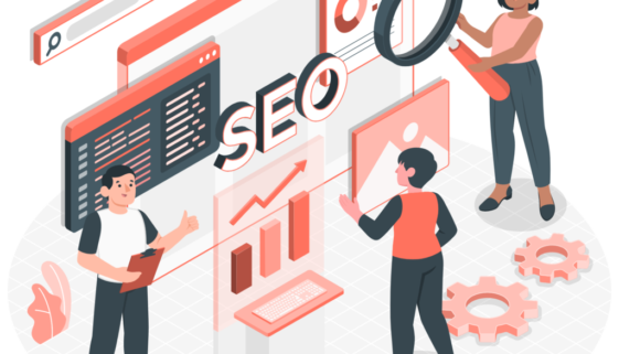 Search engine optimization (SEO) concept showing website ranking and keyword analysis